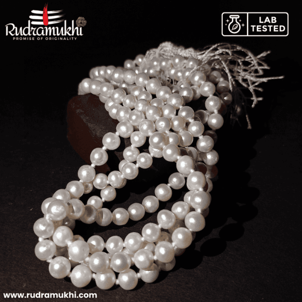White Moti Mala - Real Natural White Pearl Mala - Image 2