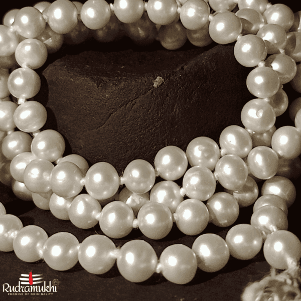 White Moti Mala - Real Natural White Pearl Mala - Image 3