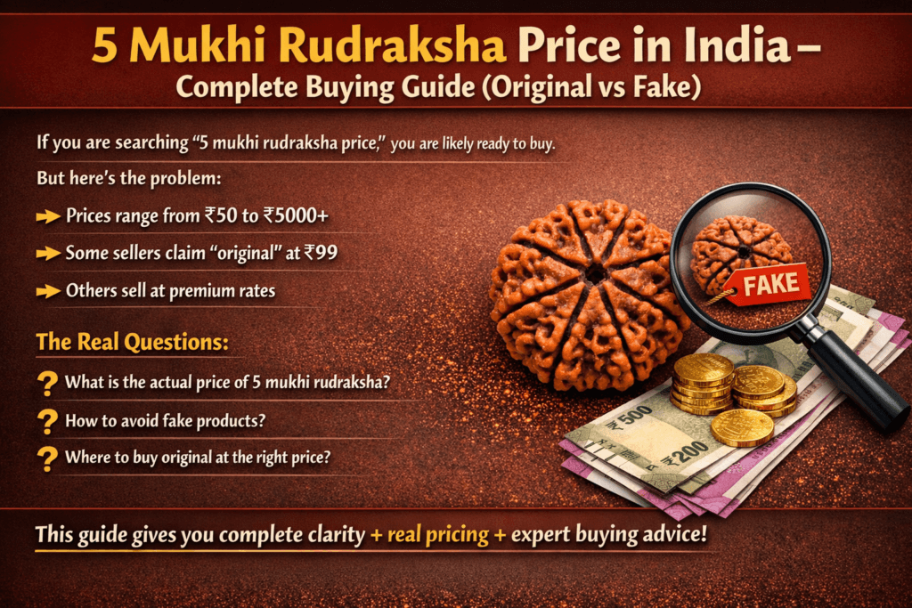 5 mukhi rudraksha price in india original vs fake comparison and buying guide infographic