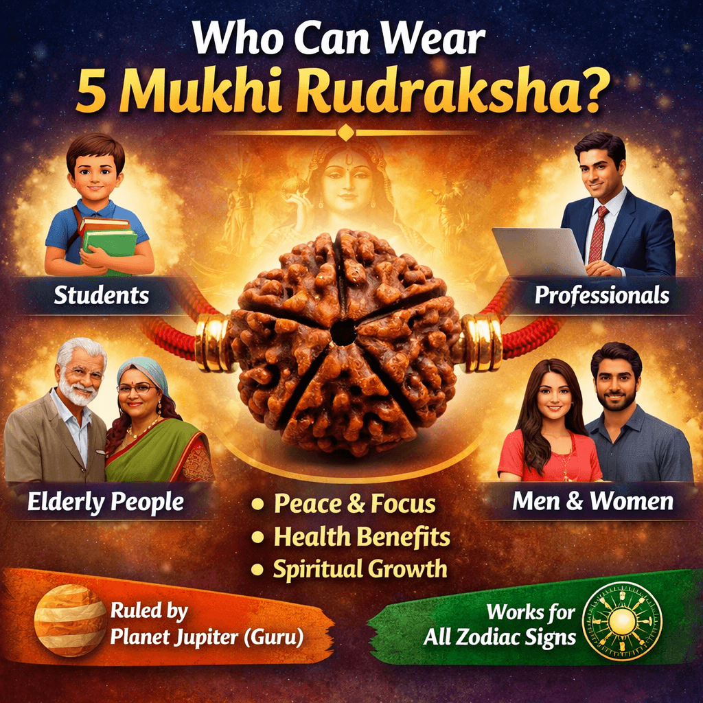 Who can wear 5 Mukhi Rudraksha including students professionals men and women benefits guide