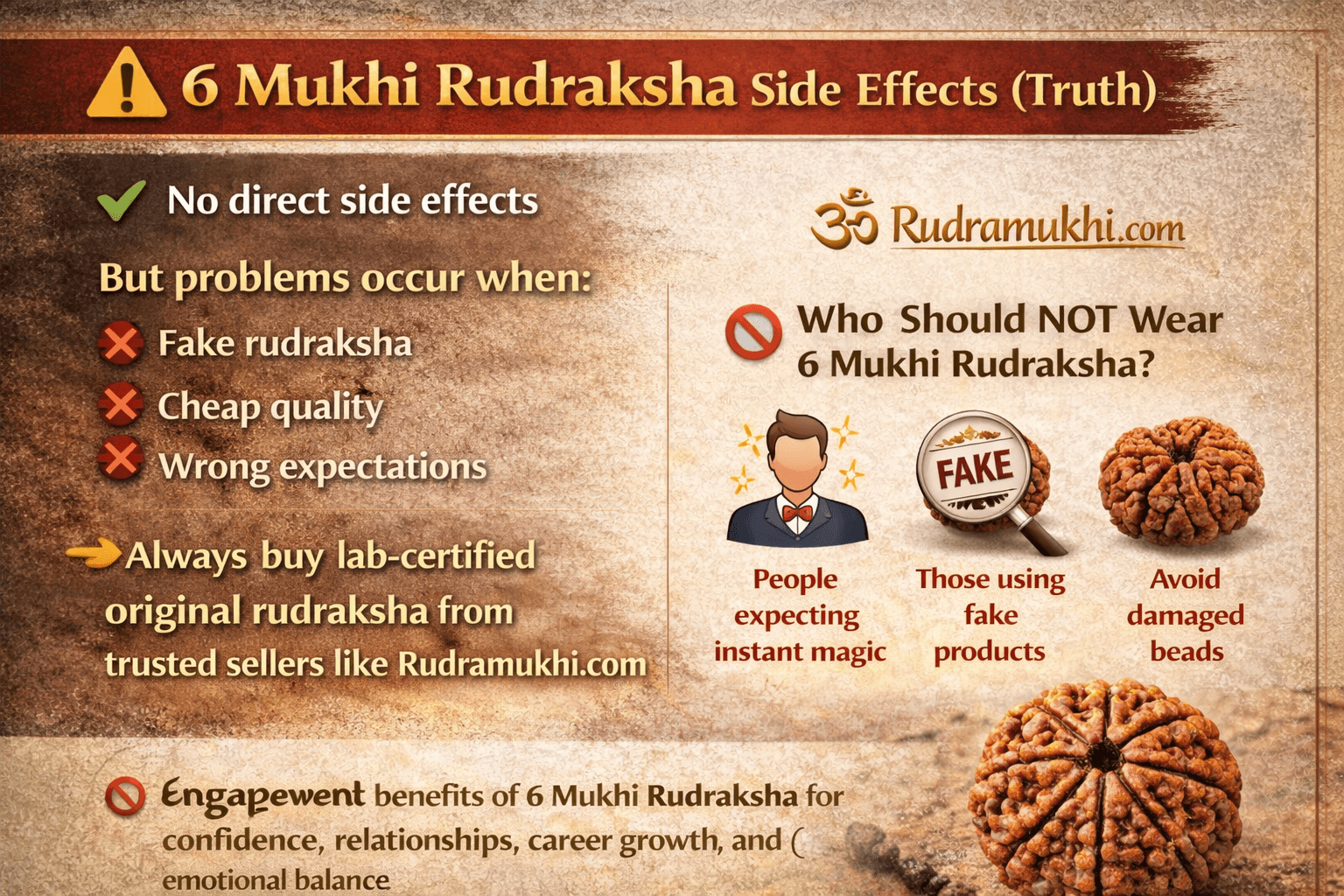 6 mukhi rudraksha side effects truth who should not wear fake vs original rudraksha infographic
