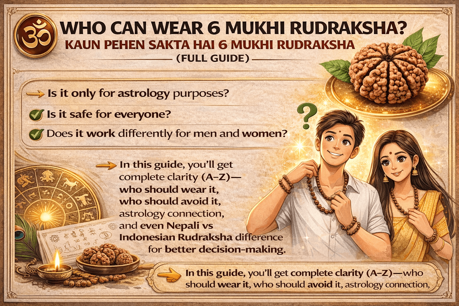 who can wear 6 mukhi rudraksha benefits for men and women astrology guide nepali vs indonesian comparison